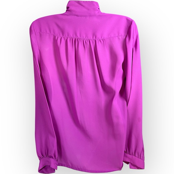 Vtg 1980s Ann Chabrol Sheer Fuchsia Pink Blouse Med Button Up Barbiecore - Picture 4 of 10